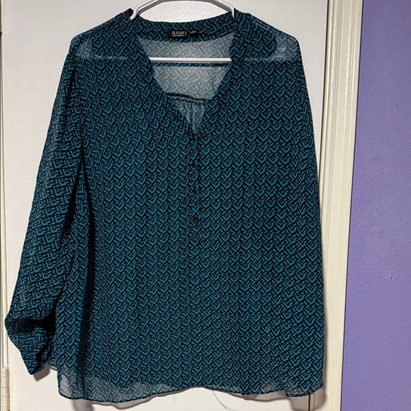a.n.a Tops - a.n.a Teal Patterned Blouse
